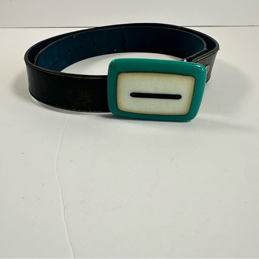 Vintage Classico Italia Genuine Leather Black Belt Retro Buckle Mens L‎ Unisex - Picture 4 of 7